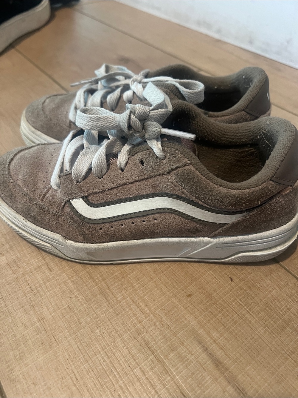 Vans tan Suede Low-Top Sneakers with White Stripe